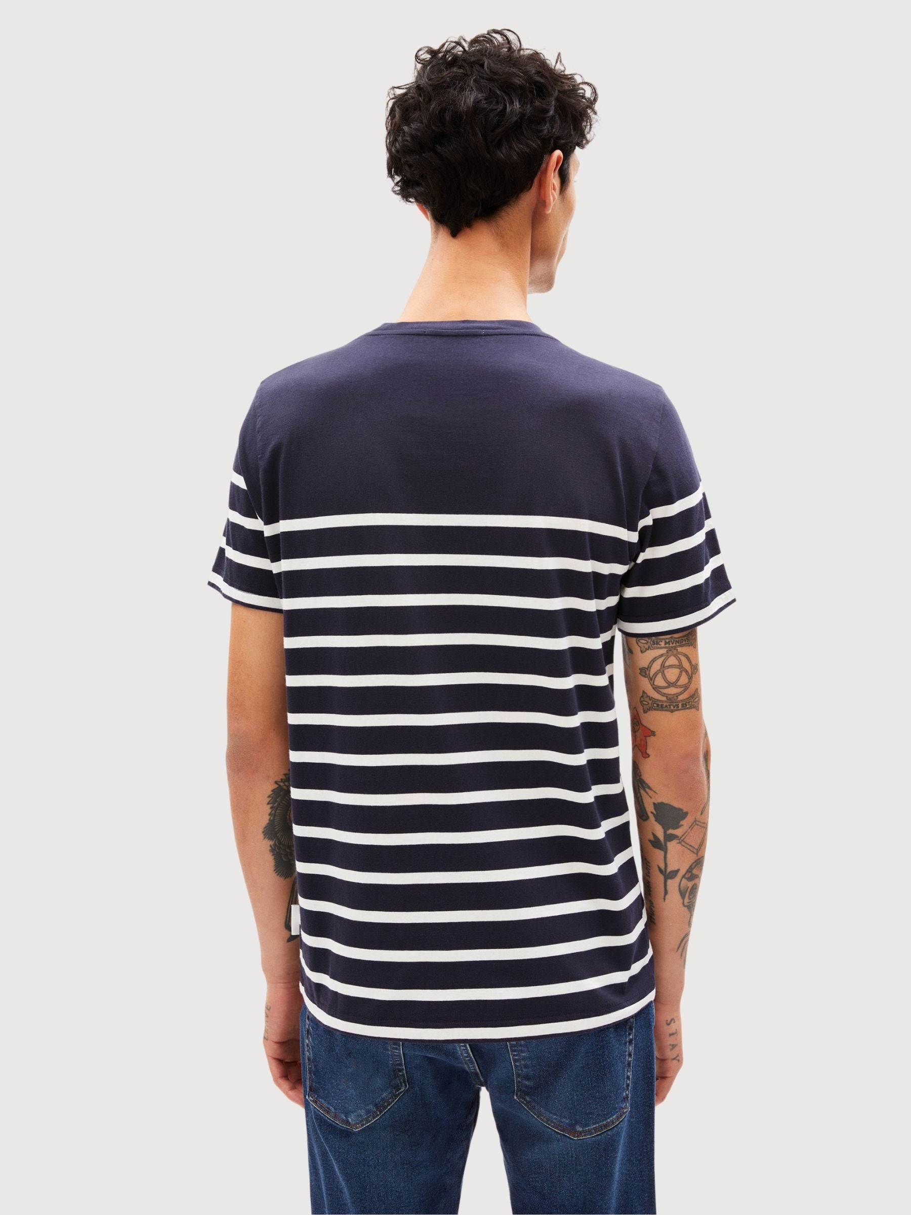 T-shirt Aadros Stripes Night SkyoatMilk |Armedangels