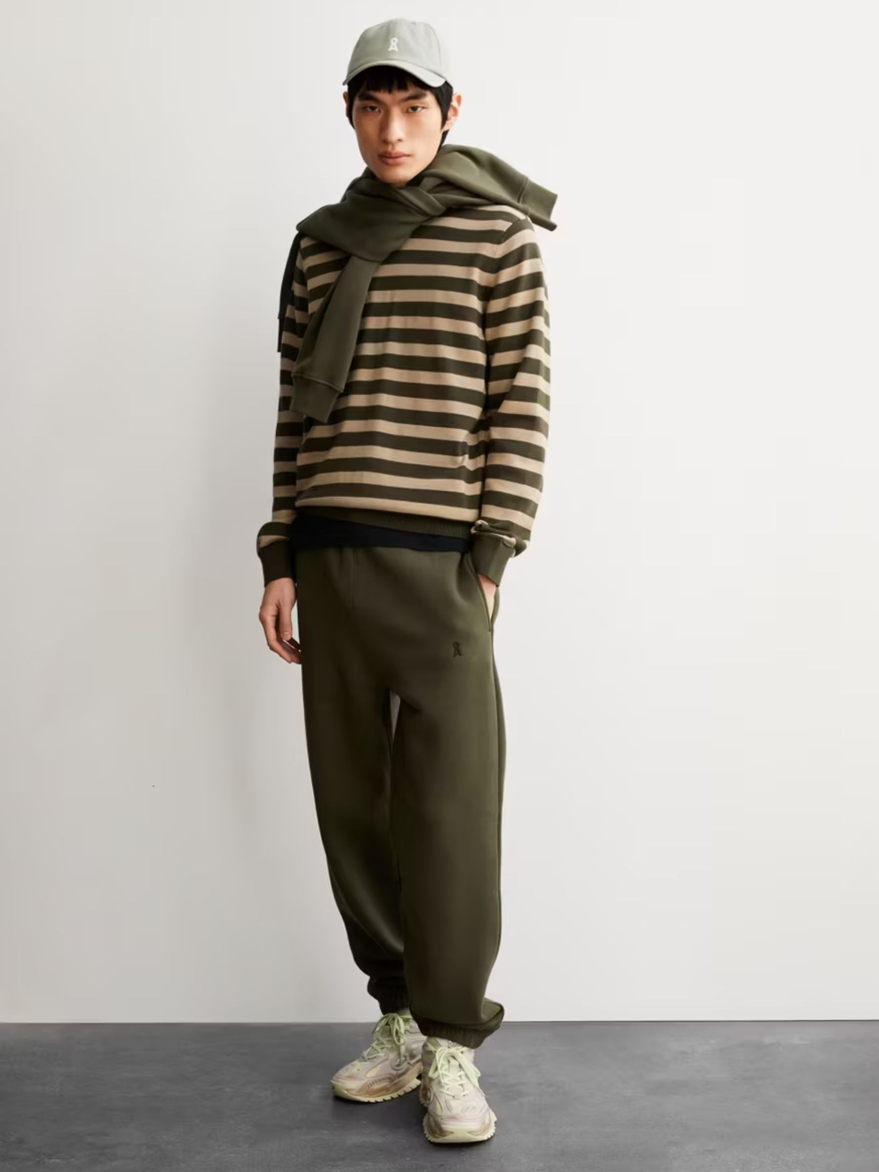 LOUKAA FINE STRIPES Forest Pine-Light Sage | Armedangels