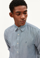 Quaasa Stripe Longsleeve Shirt Petrol Velvet | ARMEDANGELS