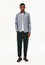 Quaasa Stripe Longsleeve Shirt Petrol Velvet | ARMEDANGELS