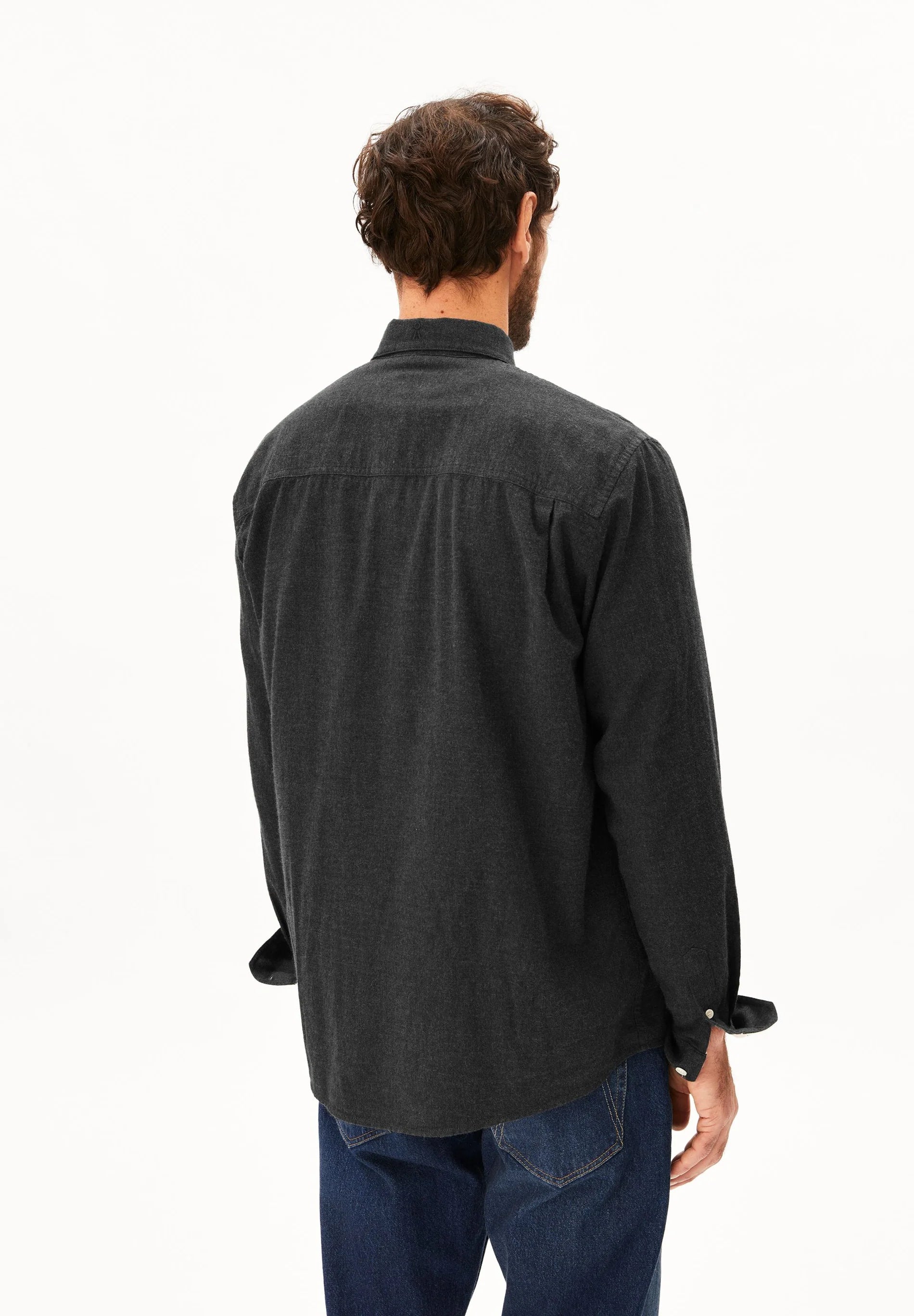 Araamo Flannel Shirt Anthrazit Melange | ARMEDANGELS