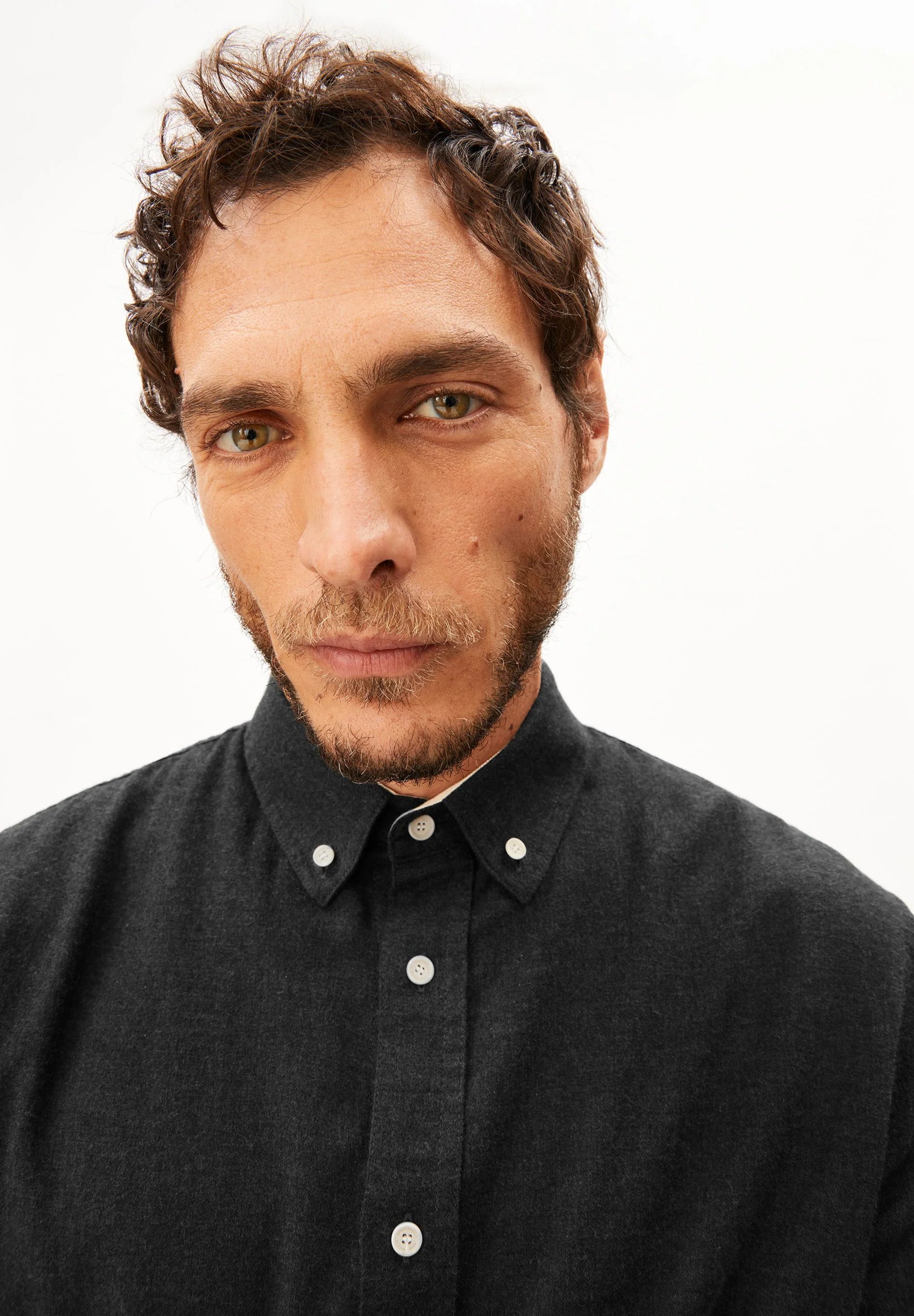 Araamo Flannel Shirt Anthrazit Melange | ARMEDANGELS