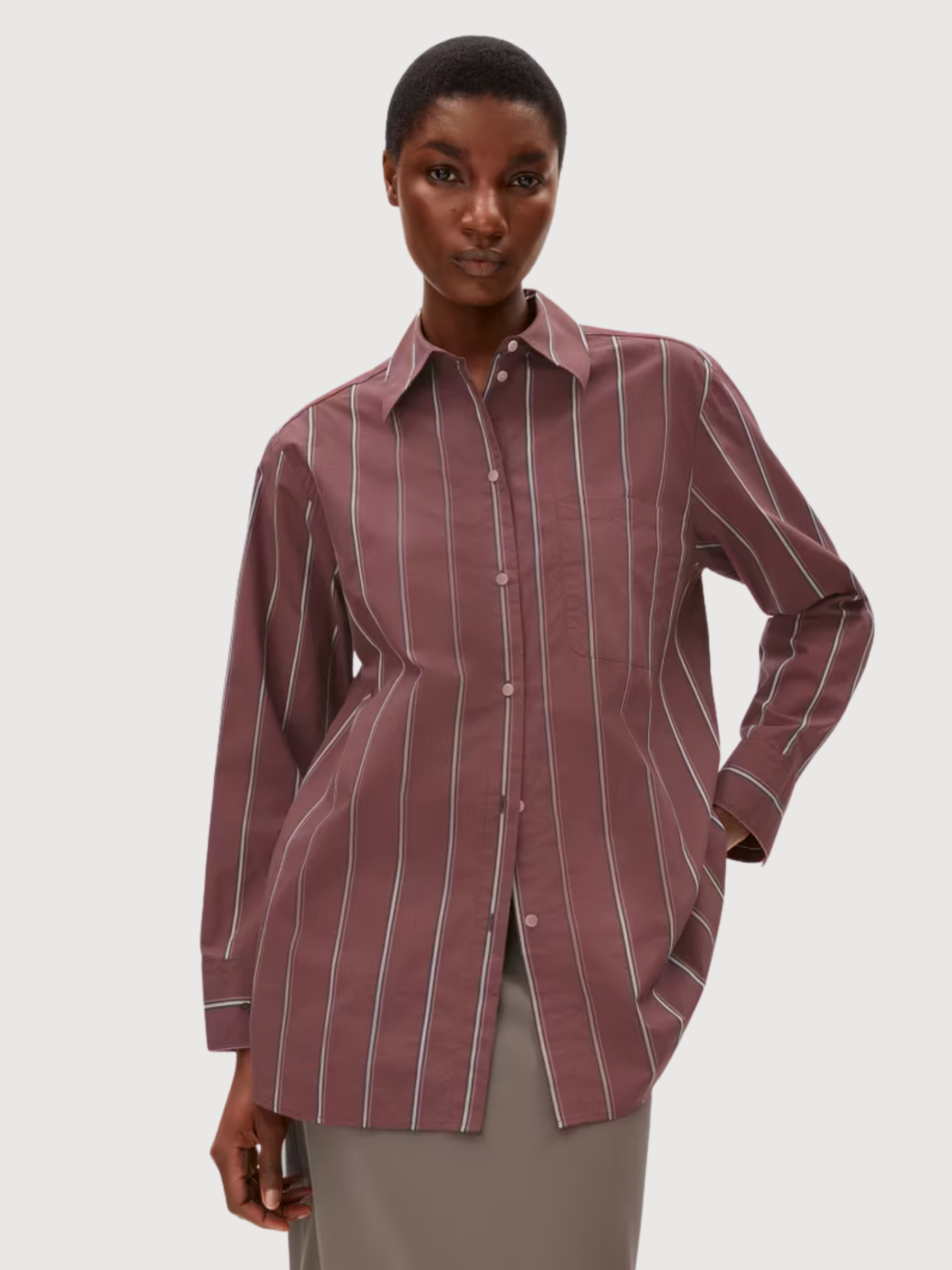 Haliaa Gestreifte Bluse Dunkelbeere Bio-Baumwolle | Armedangels