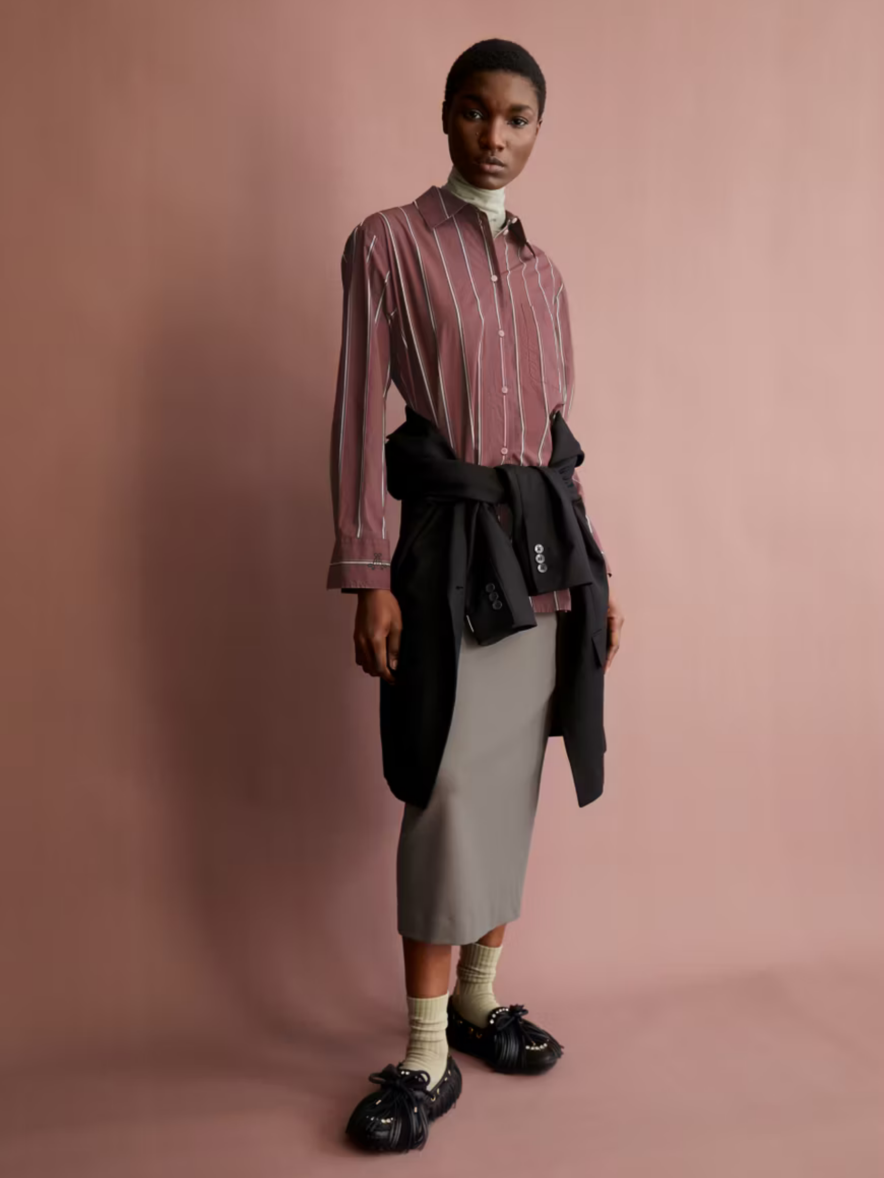 Haliaa Gestreifte Bluse Dunkelbeere Bio-Baumwolle | Armedangels