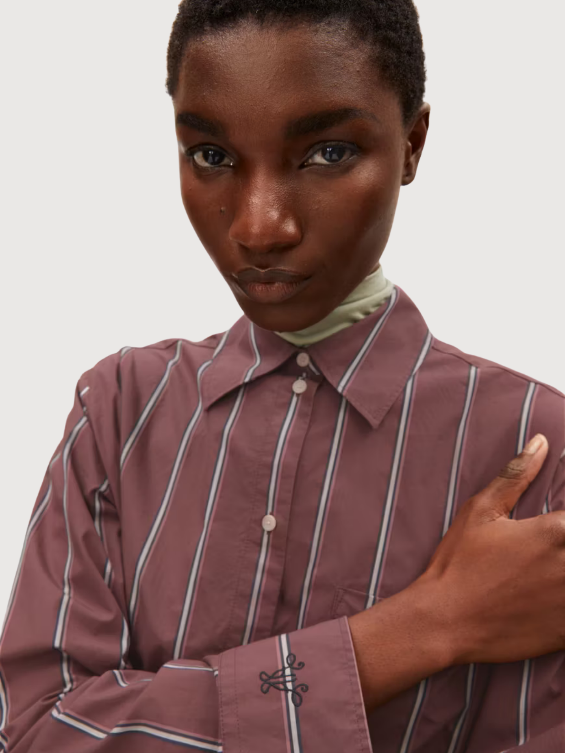 Haliaa Gestreifte Bluse Dunkelbeere Bio-Baumwolle | Armedangels