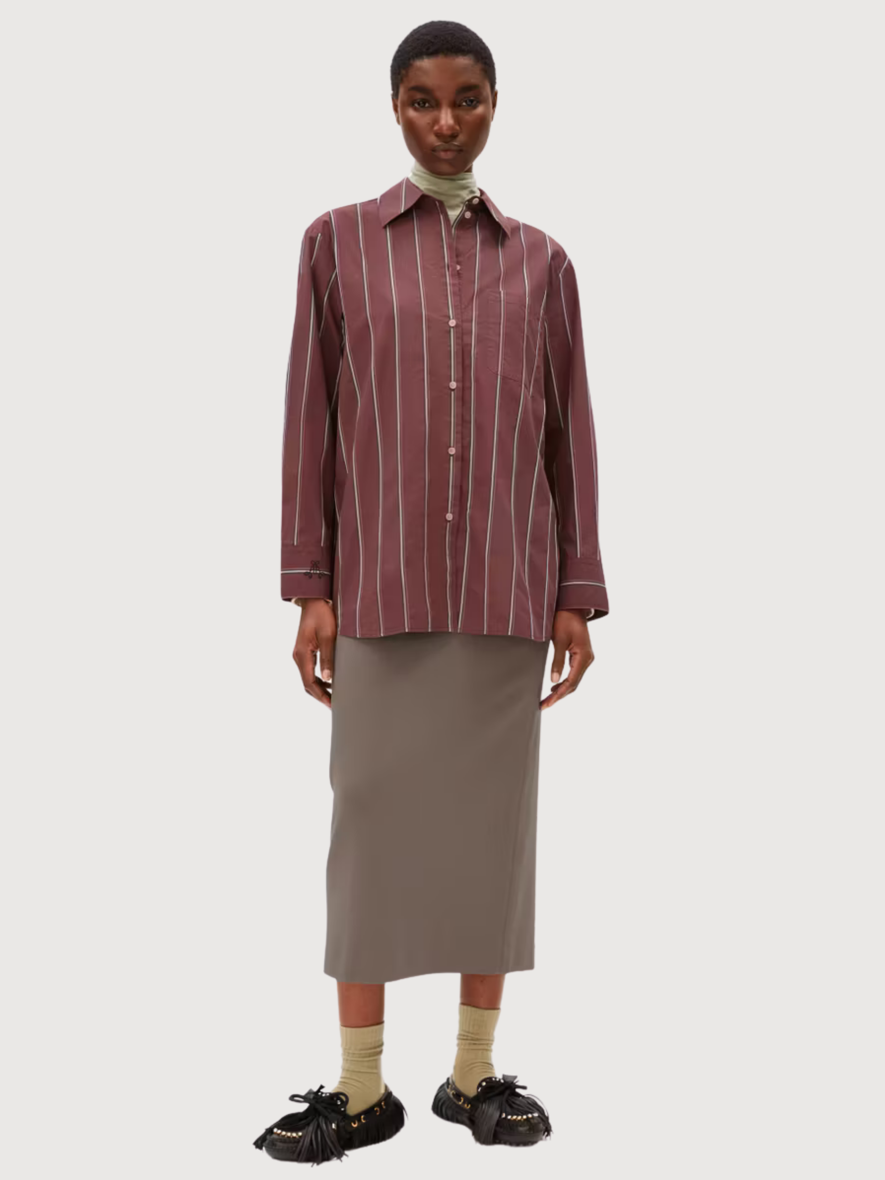 Haliaa Gestreifte Bluse Dunkelbeere Bio-Baumwolle | Armedangels