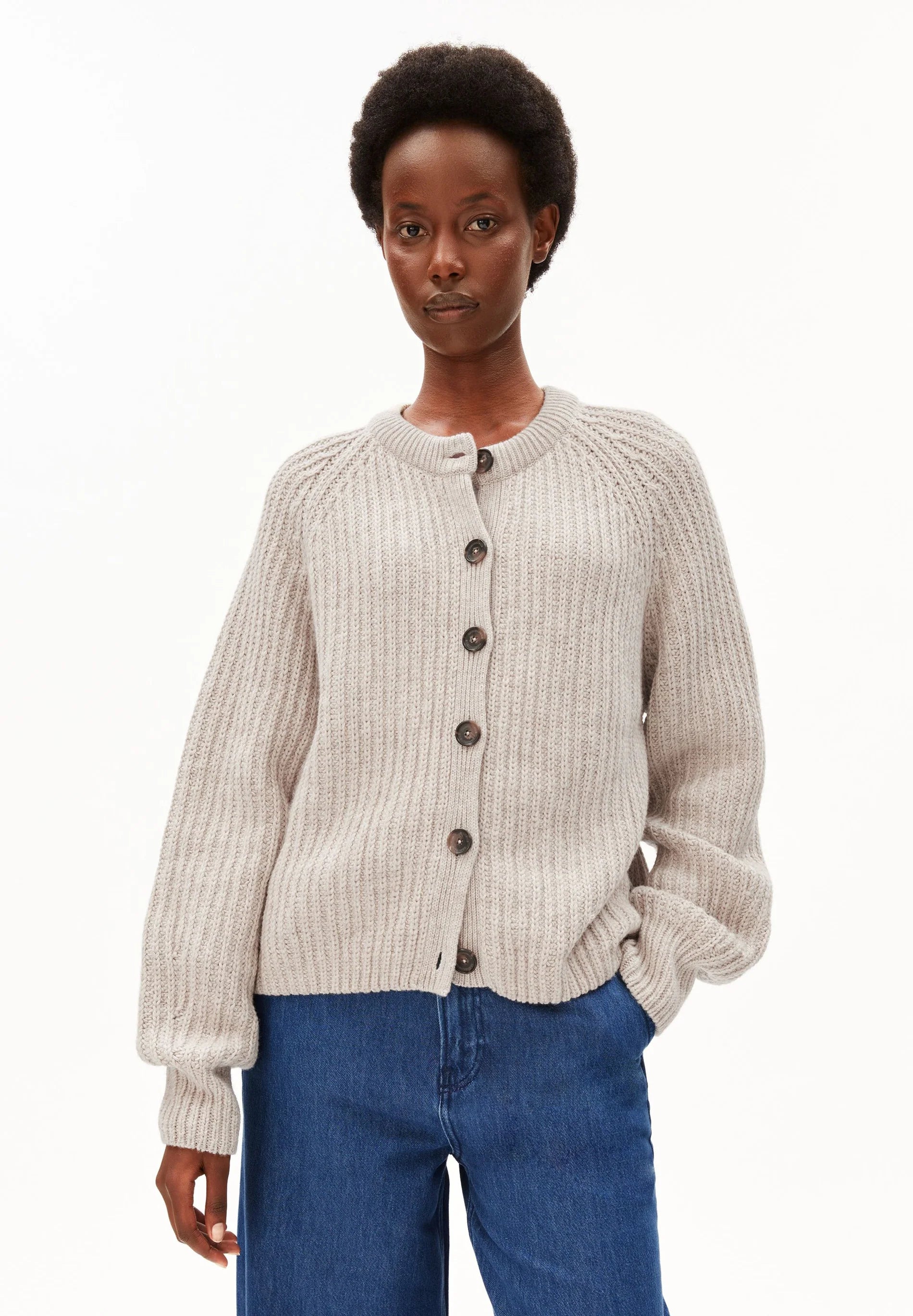 Selmaa Knit Cardigan Honey Melange | ARMEDANGELS