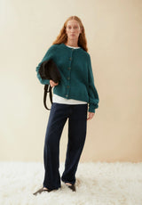 Selmaa Rib Knit Cardigan Ptrol Velvet | ARMEDANGELS