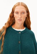 Selmaa Rib Knit Cardigan Ptrol Velvet | ARMEDANGELS