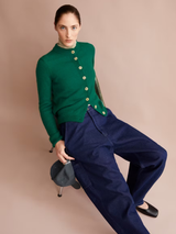 Amildaa Cardigan Emerald Green Wool & Mohair Blend | Armedangels