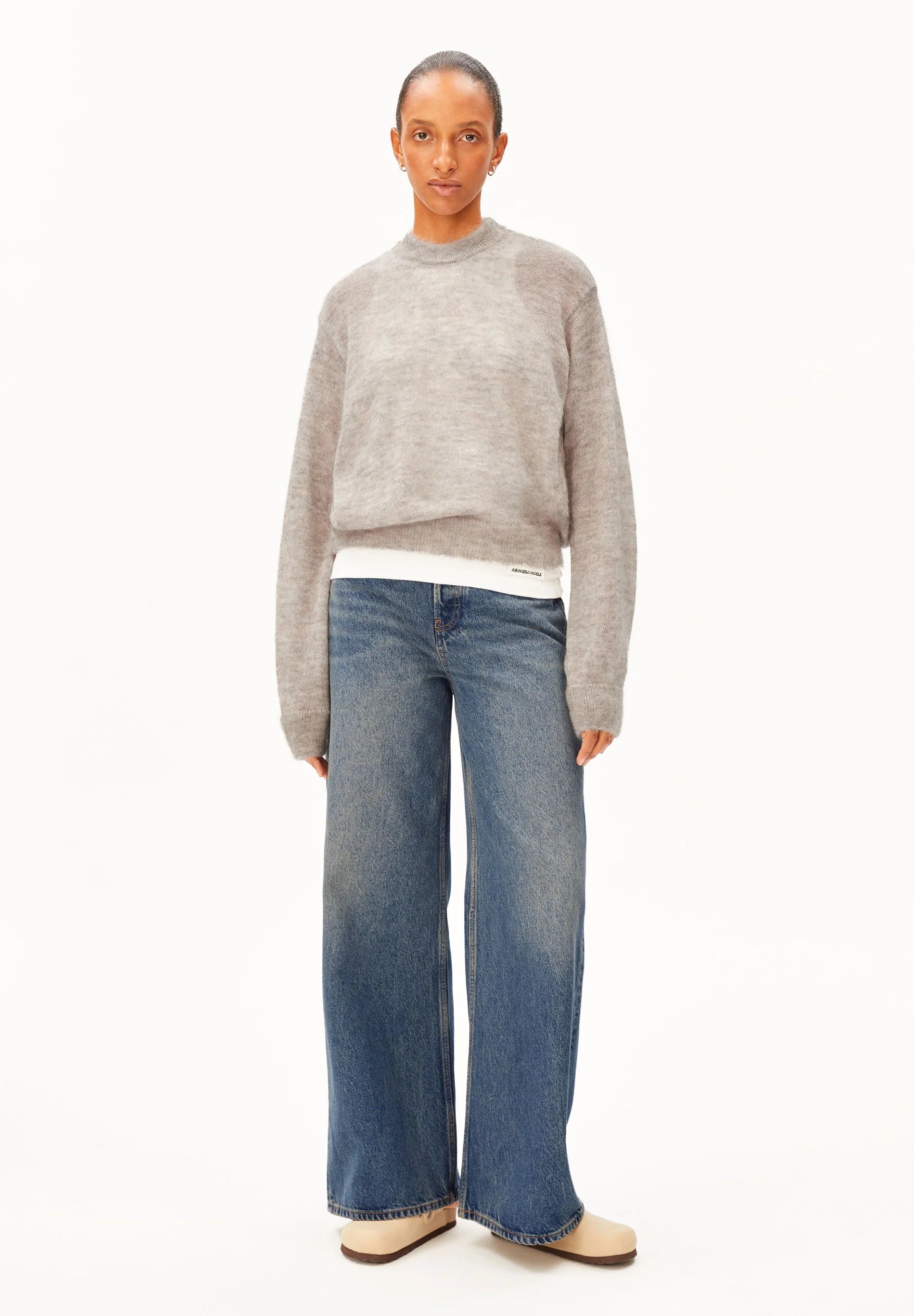 Mohair Blend Knit Sweater Honey Melange | ARMEDANGELS