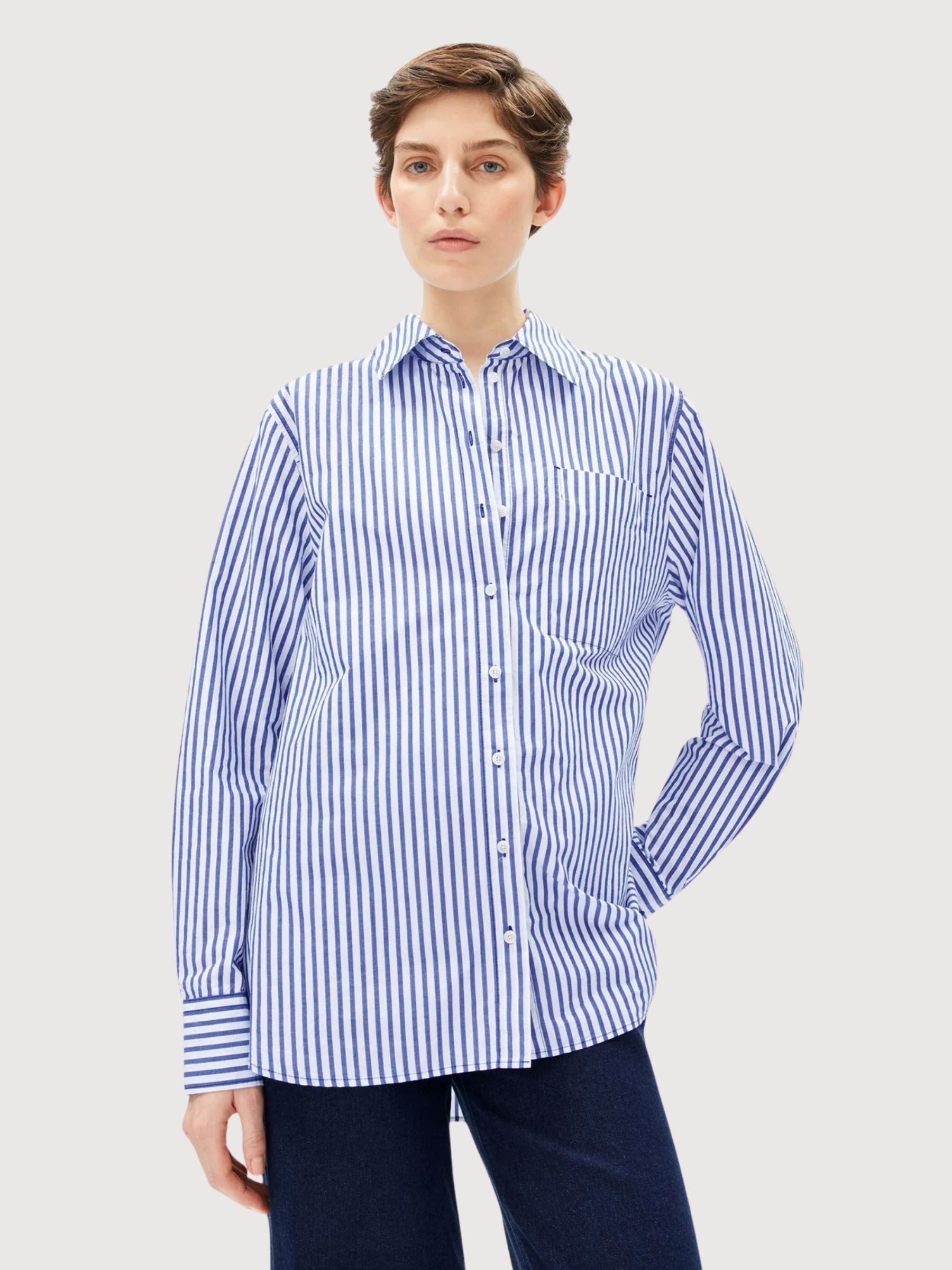 Shirt Stripe Loose Morning Sky | Armedangels