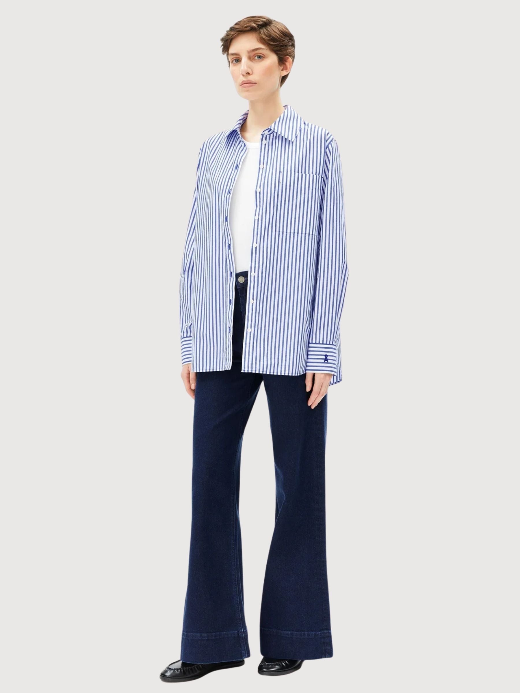 Shirt Stripe Loose Morning Sky | Armedangels