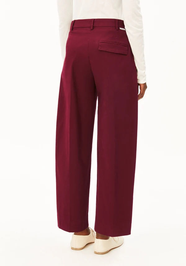 Barrel Leg Twill Pant Velvet Red | ARMEDANGELS