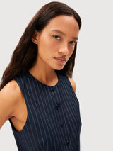 Vest Long Pinstripe Night Sky | Armedangels