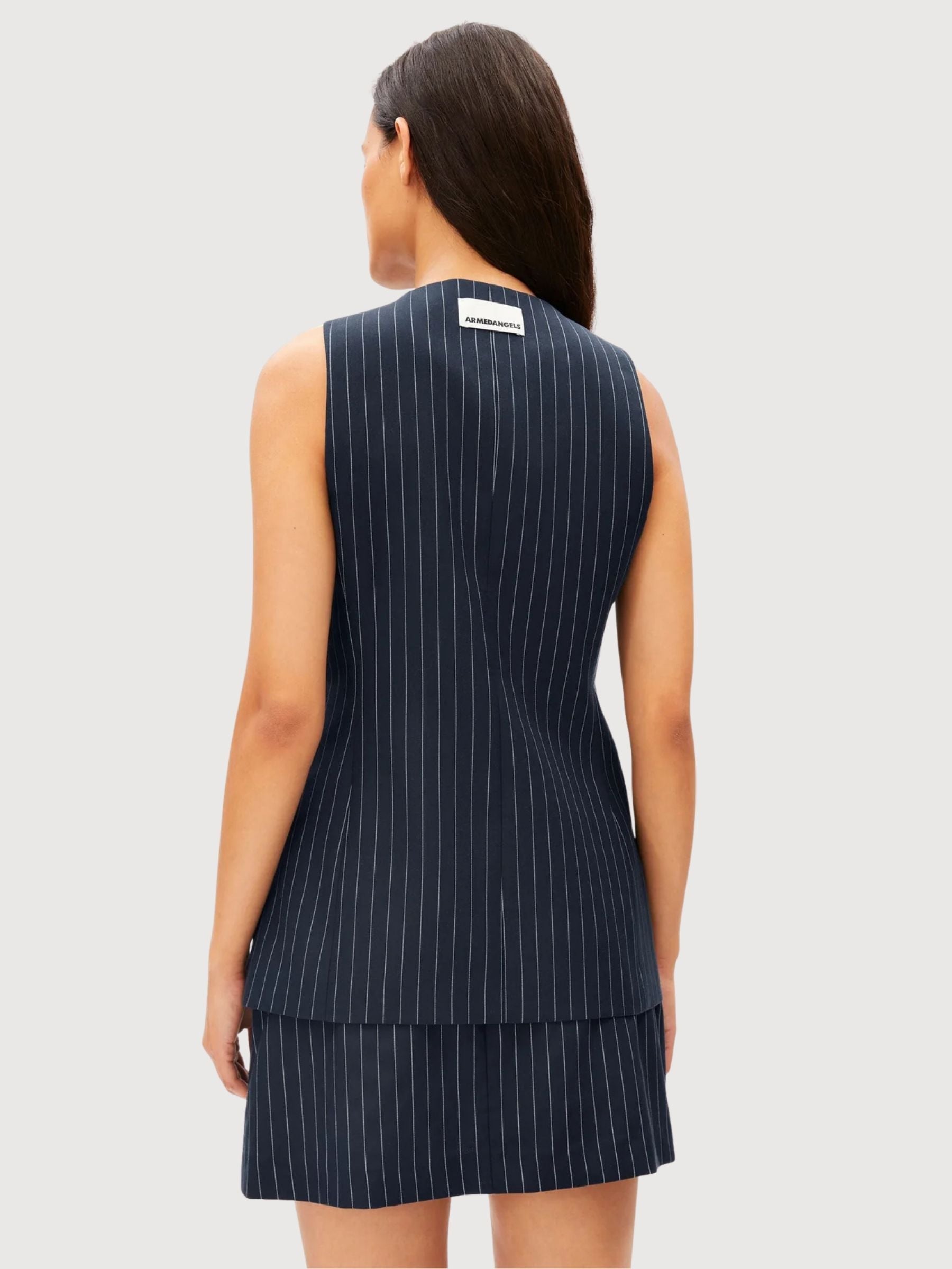 Vest Long Pinstripe Night Sky | Armedangels