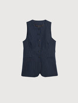 Vest Long Pinstripe Night Sky | Armedangels
