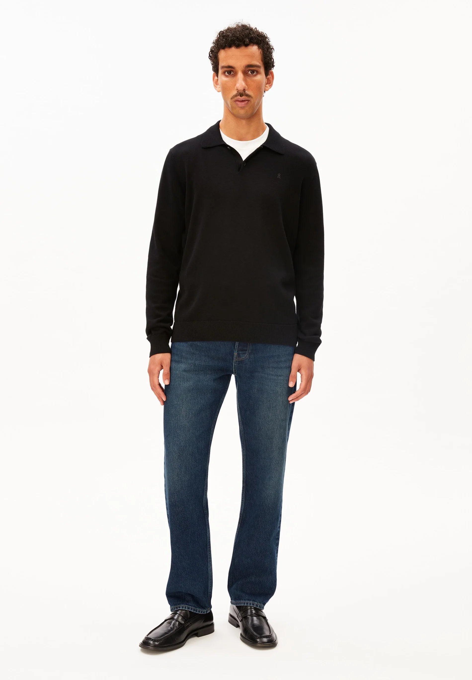 Knit Longsleeve Poloshirt Black | ARMEDANGELS