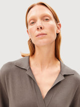 Fine Polo Knit Dress Walnut Cream | Armedangels