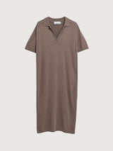 Abito in maglia polo fine color noce e crema | Armedangels