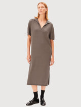 Fine Polo Knit Dress Walnut Cream | Armedangels