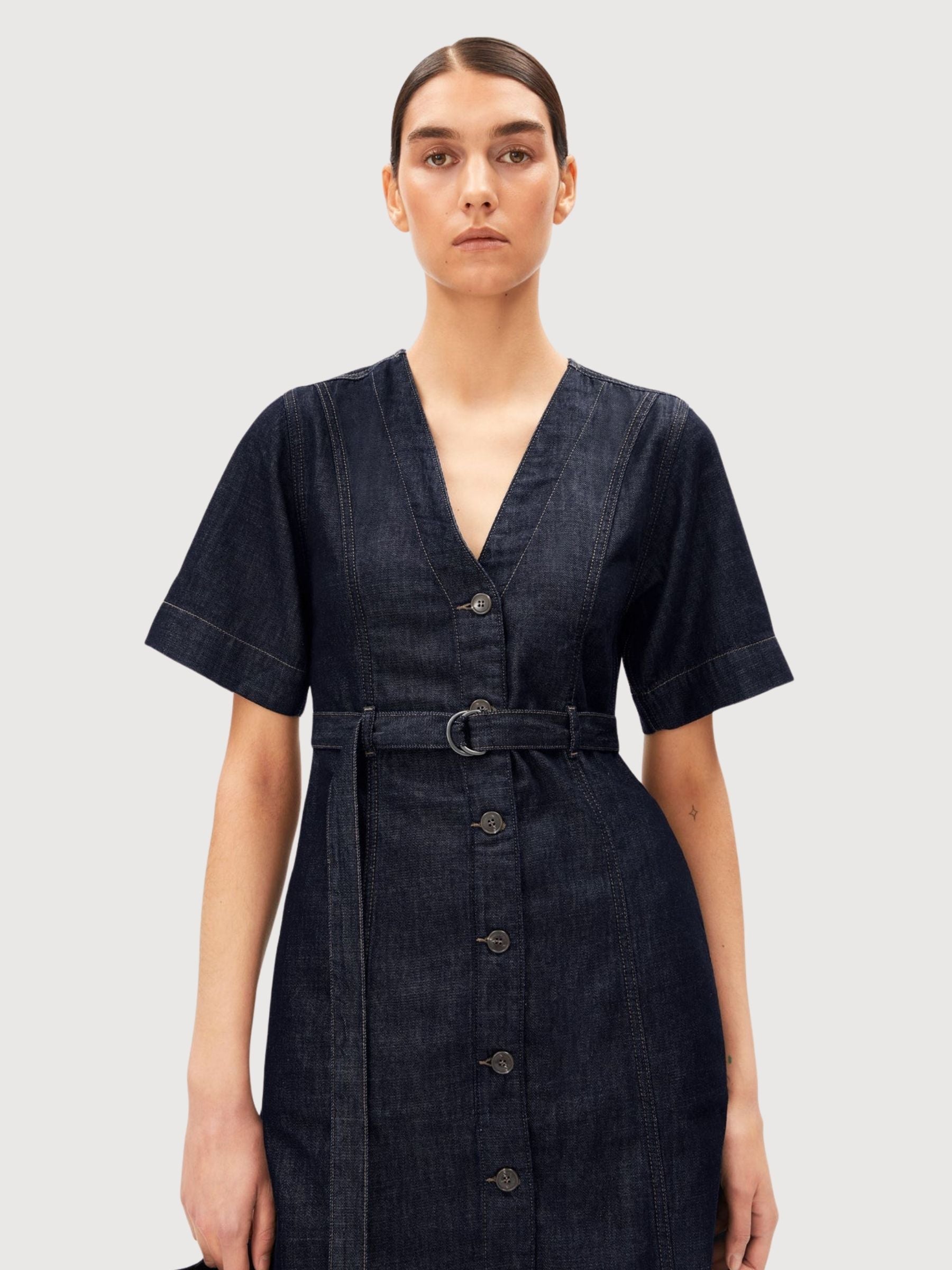 Dress Belted Denim Midi | Armedangels