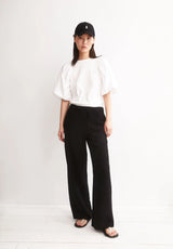 Linen Blend Straight Leg Pant Black | Armedangels