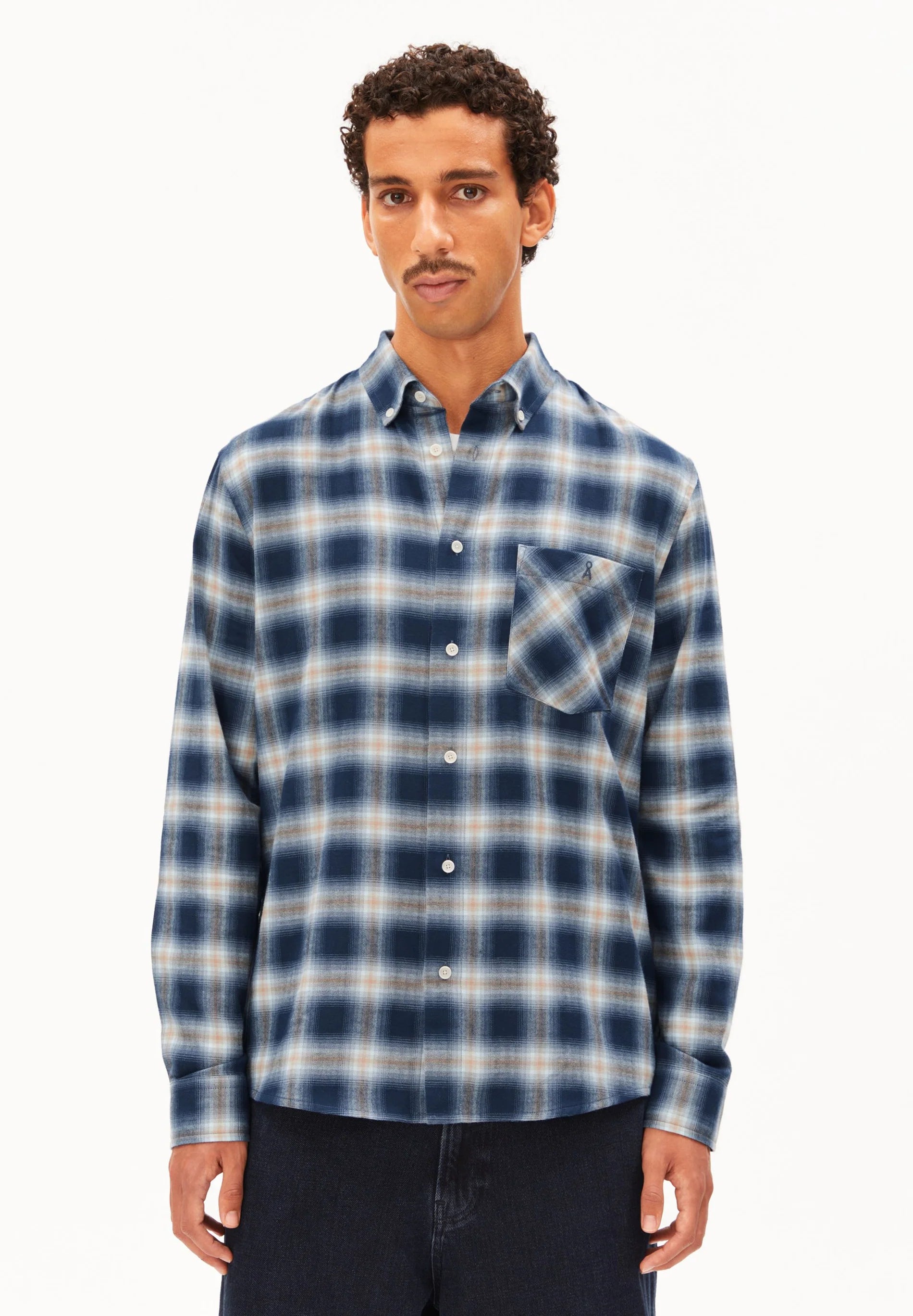 Check Longsleeve Shirt Tinted Navy | ARMEDANGELS