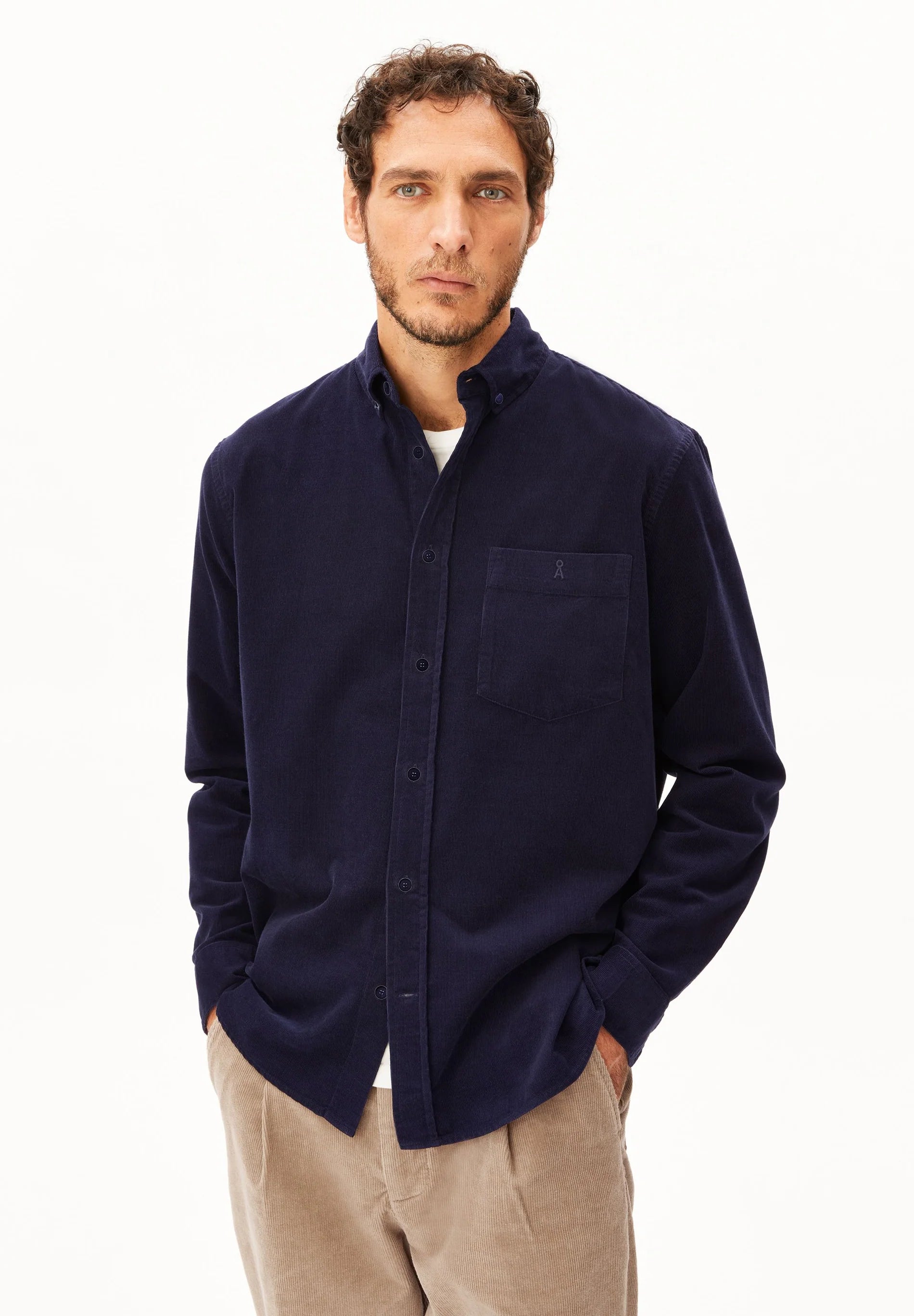 Corduroy Longsleeve Shirt Tinted Navy | ARMEDANGELS