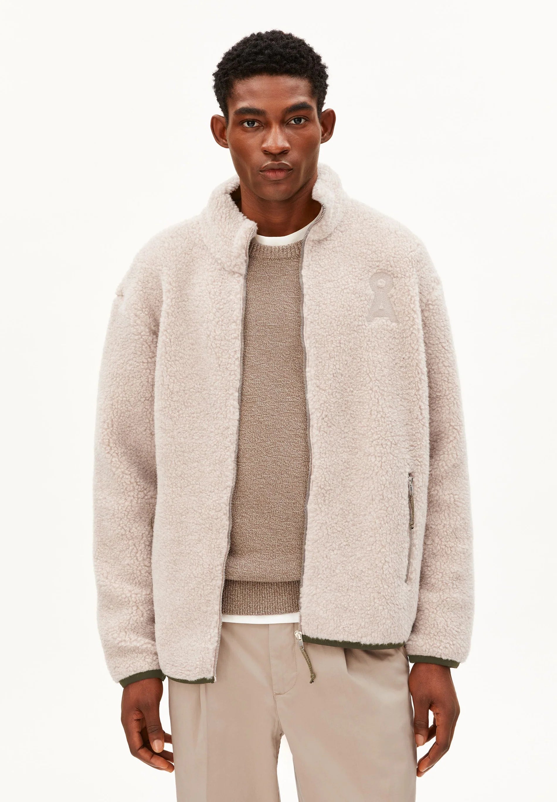 Wool Blend Fleece Jacket Honey Melange | ARMEDANGELS