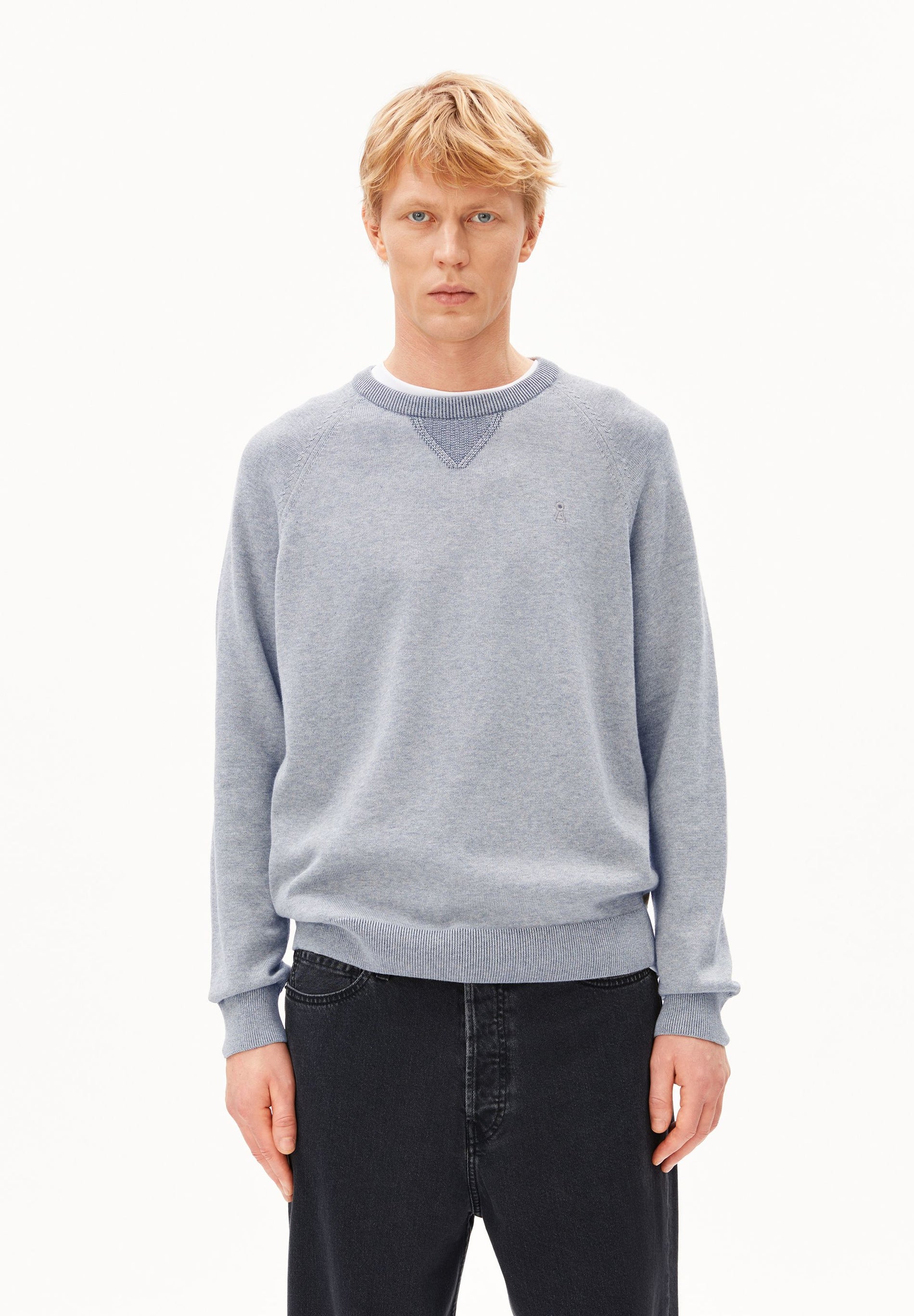 Cotton Knit Sweater Silver Melange | ARMEDANGELS