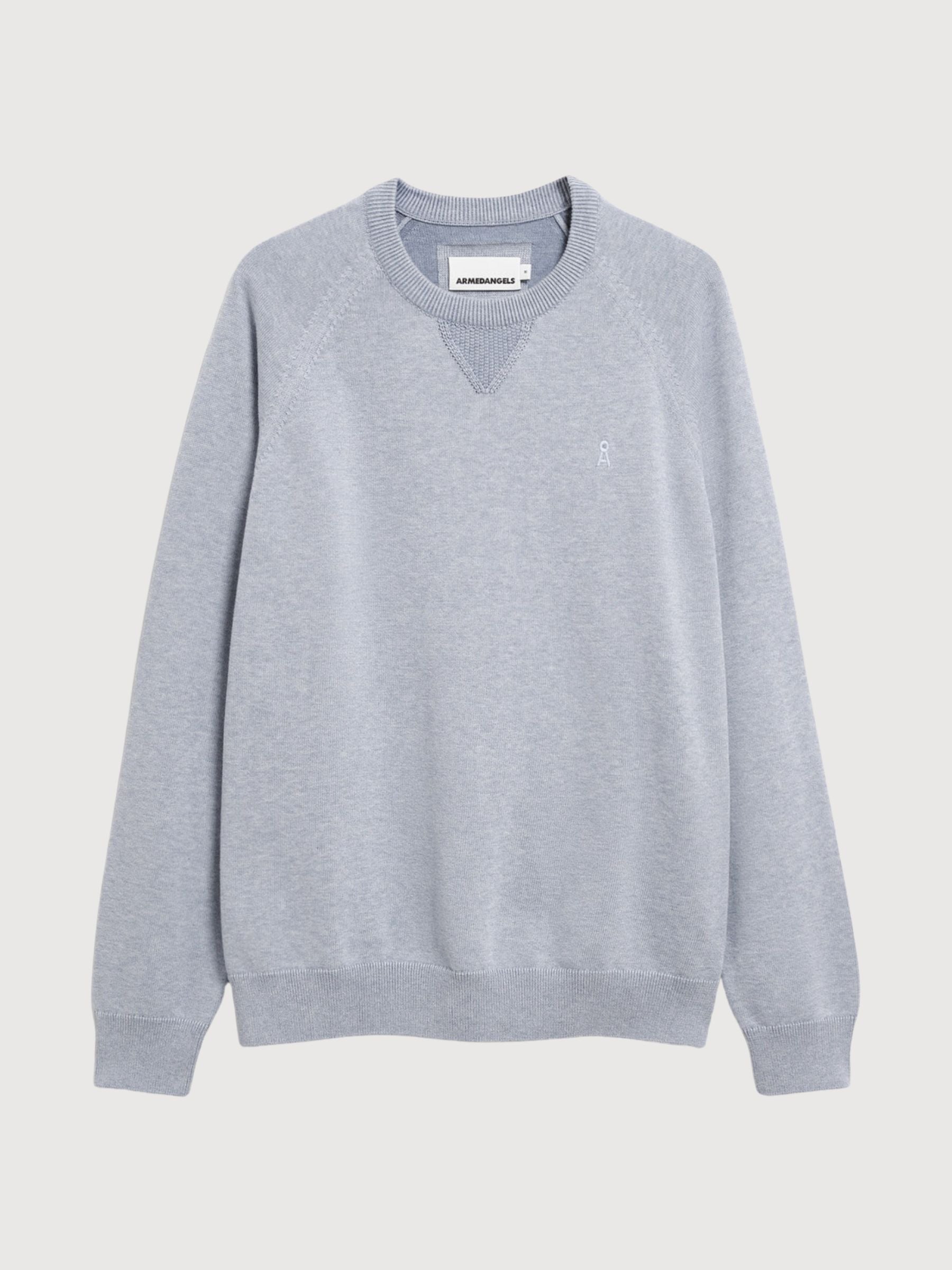 Cotton Knit Sweater Silver Melange | ARMEDANGELS