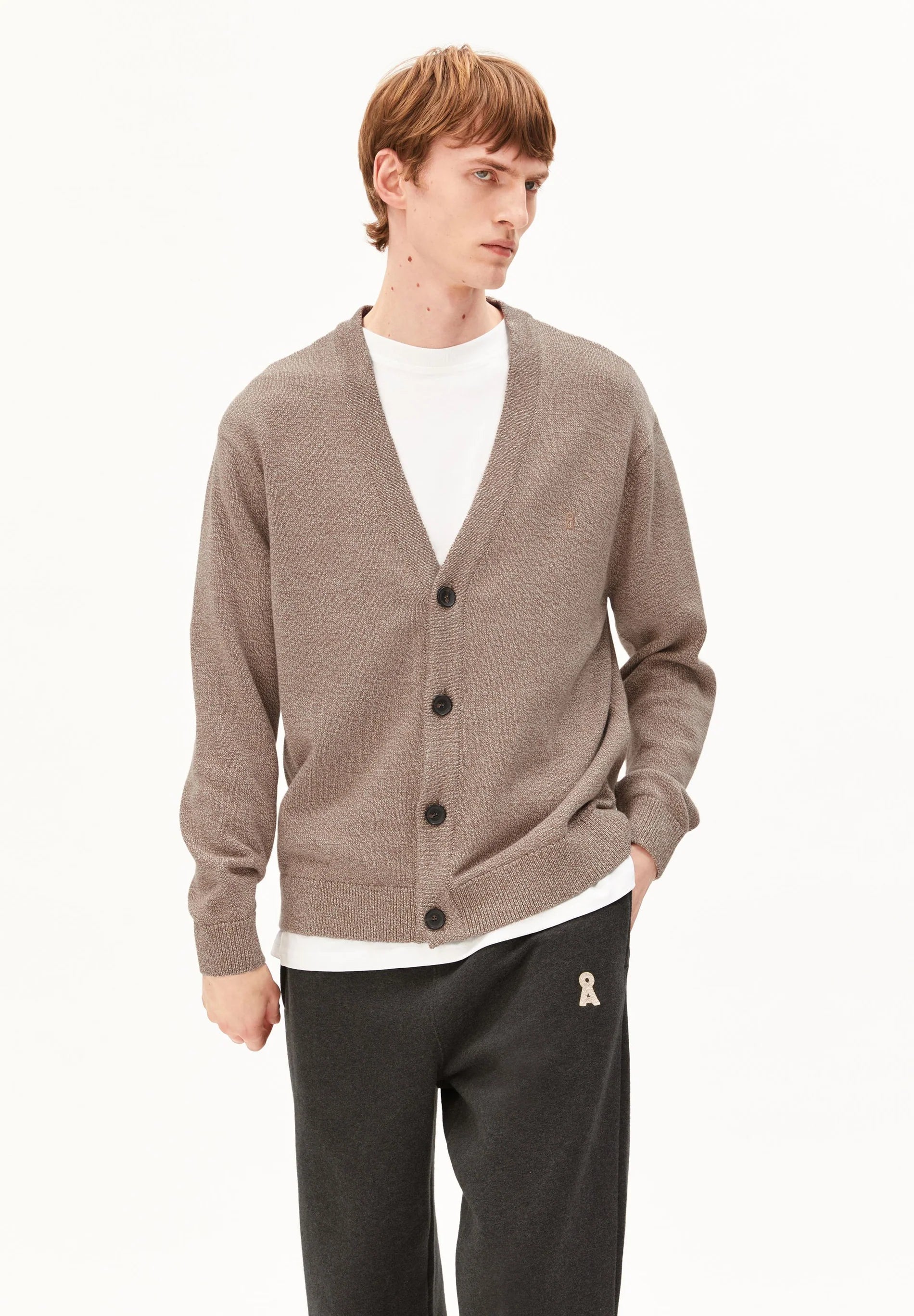 Mouline Knit Cardigan Amberwood Oatmilk | ARMEDANGELS
