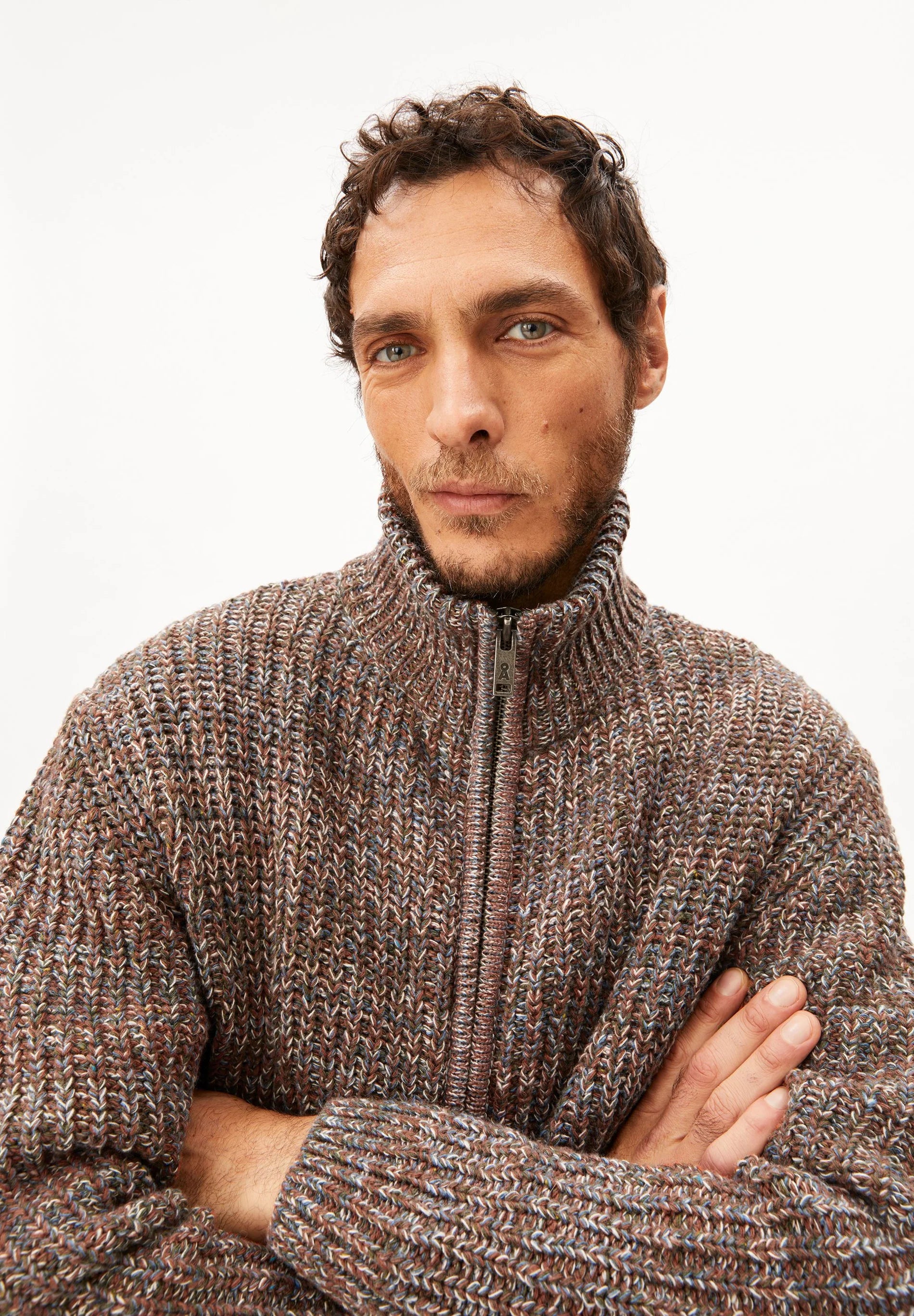 Mouline Knit Jacket Earthshade Tweed Dusty Moon Tweed | ARMEDANGELS