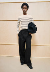 Alaania Striped Knit Sweater Oatmilk Black | ARMEDANGELS