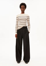 Alaania Striped Knit Sweater Oatmilk Black | ARMEDANGELS