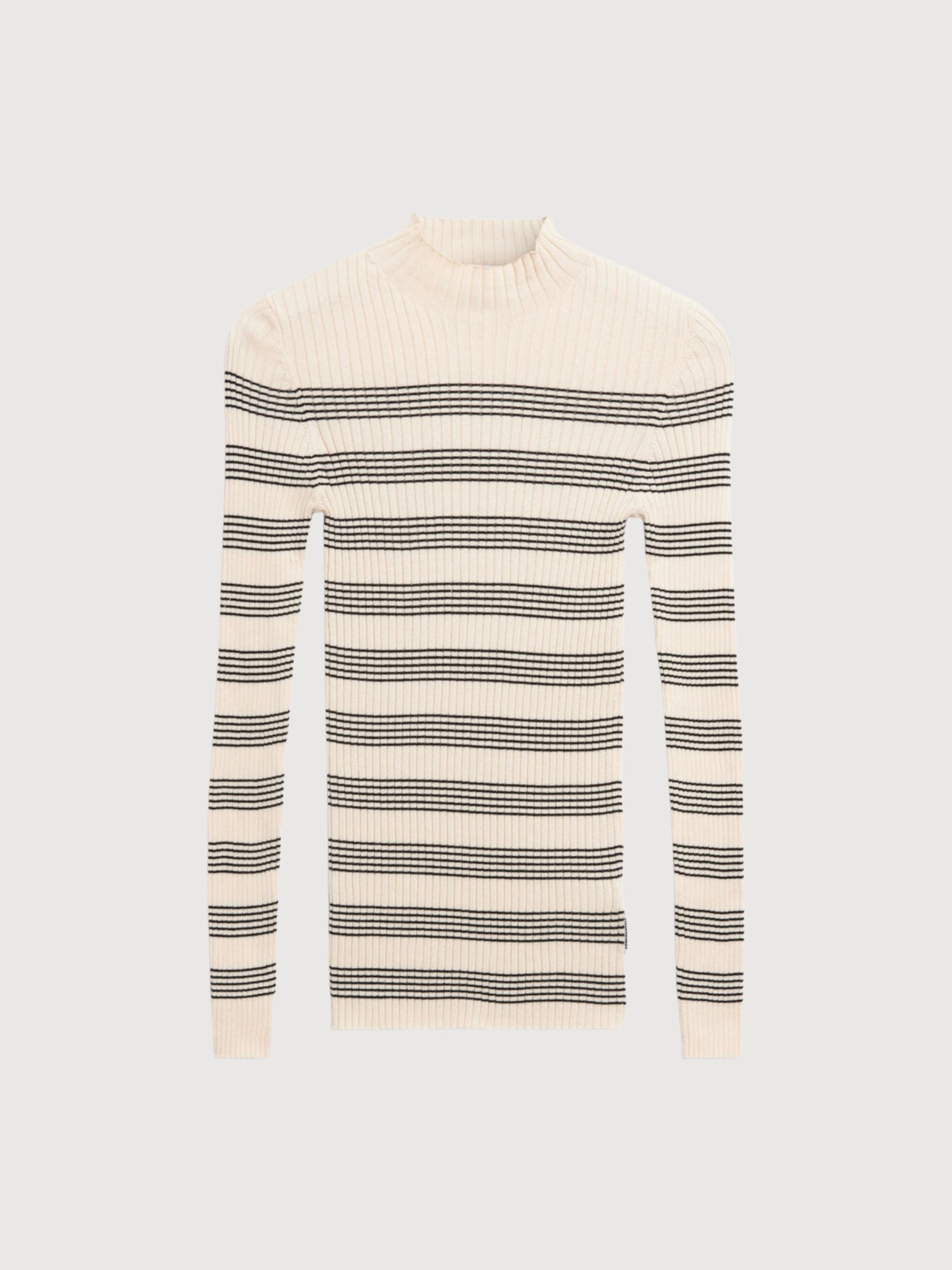 Alaania Striped Knit Sweater Oatmilk Black | ARMEDANGELS