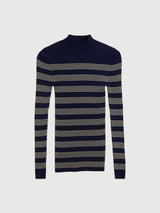 Alaania Striped Knit Sweater Tinted Navy Golden Hay | ARMEDANGELS