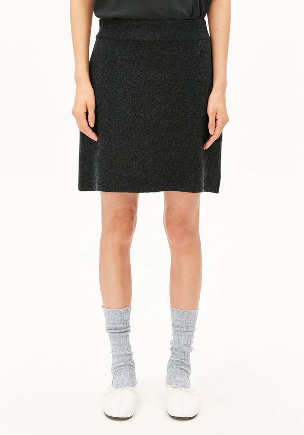 Cotton Wool Mini Knit Skirt Steel Melange | ARMEDANGELS