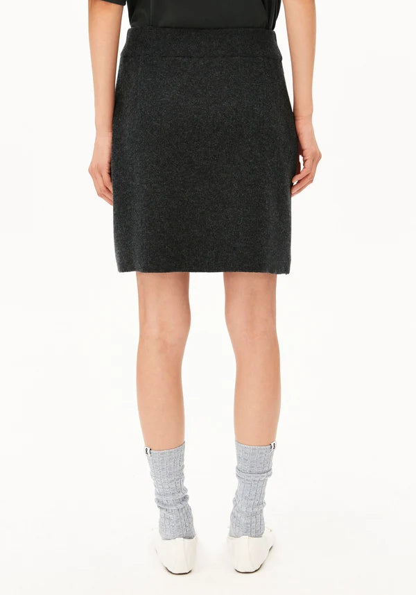 Cotton Wool Mini Knit Skirt Steel Melange | ARMEDANGELS
