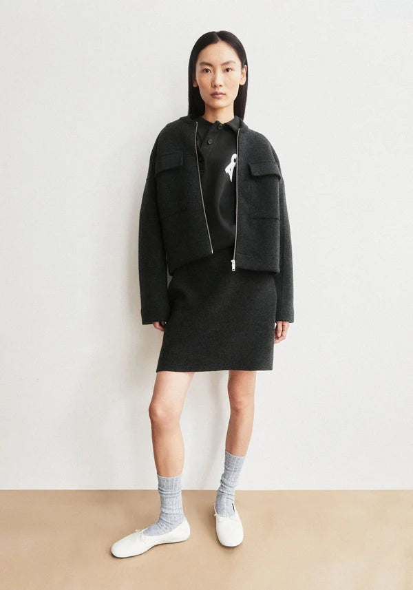 Cotton Wool Mini Knit Skirt Steel Melange | ARMEDANGELS