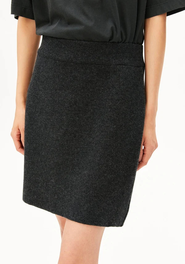 Cotton Wool Mini Knit Skirt Steel Melange | ARMEDANGELS