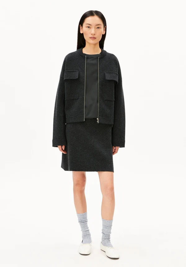 Cotton Wool Mini Knit Skirt Steel Melange | ARMEDANGELS