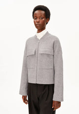 Cotton Wool Knit Jacket Dark Honey Melange | ARMEDANGELS