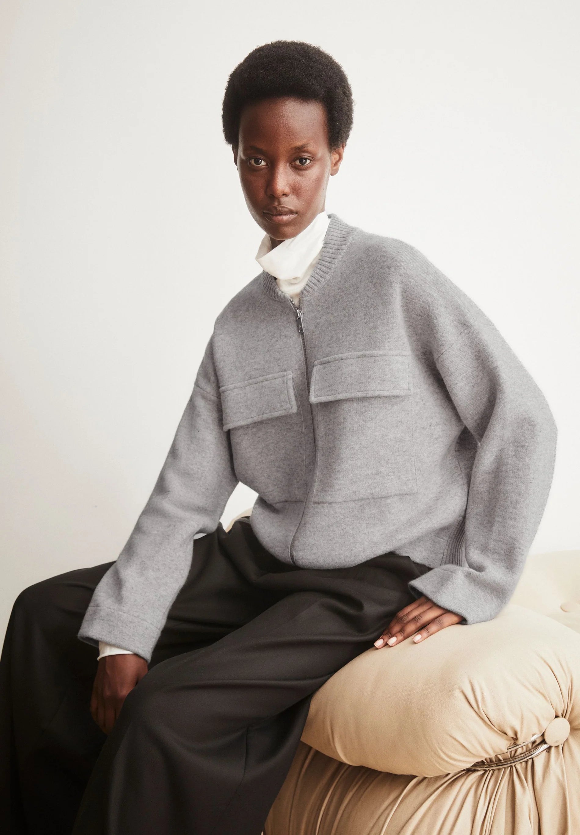 Cotton Wool Knit Jacket Dark Honey Melange | ARMEDANGELS