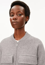 Cotton Wool Knit Jacket Dark Honey Melange | ARMEDANGELS