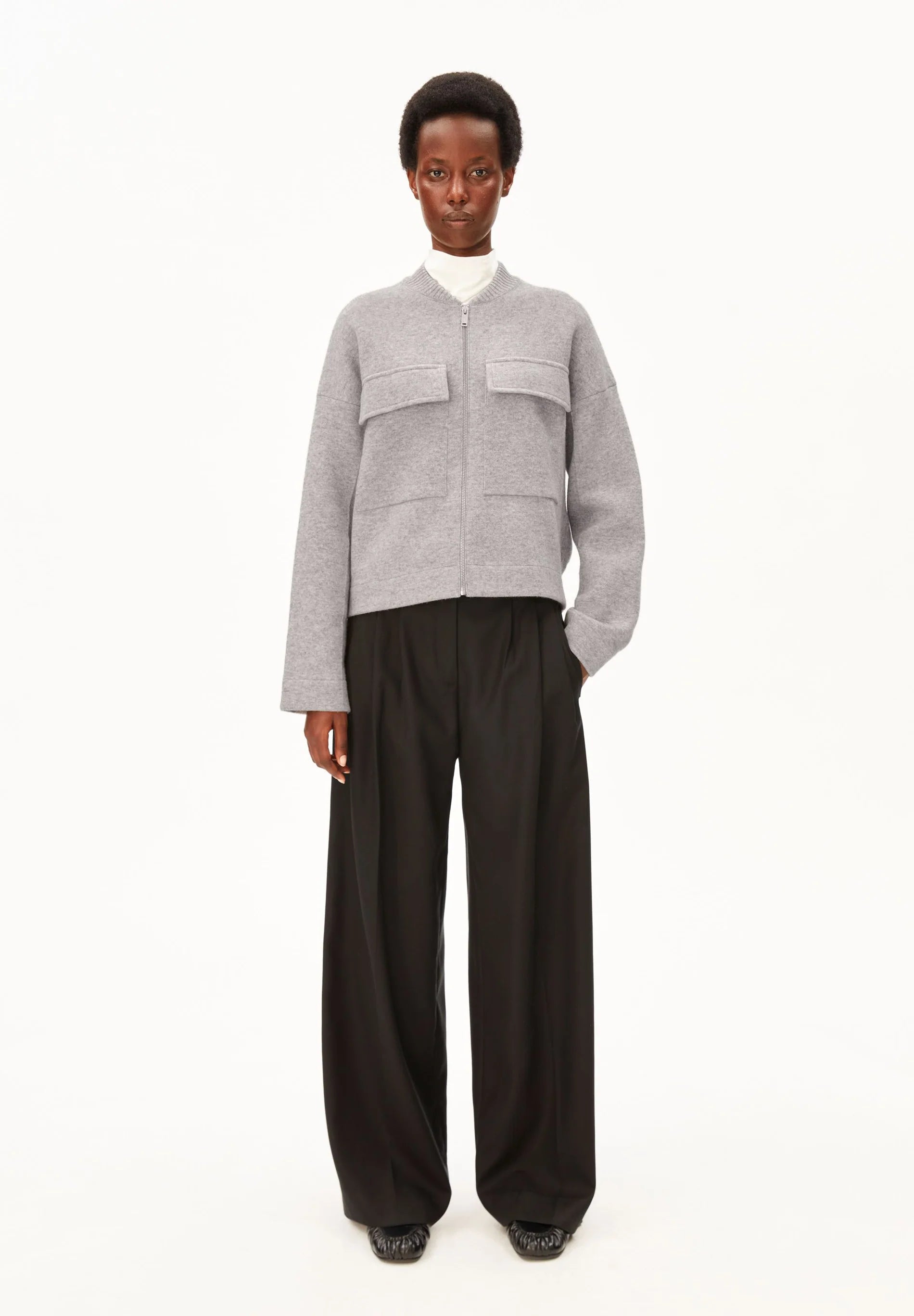 Cotton Wool Knit Jacket Dark Honey Melange | ARMEDANGELS
