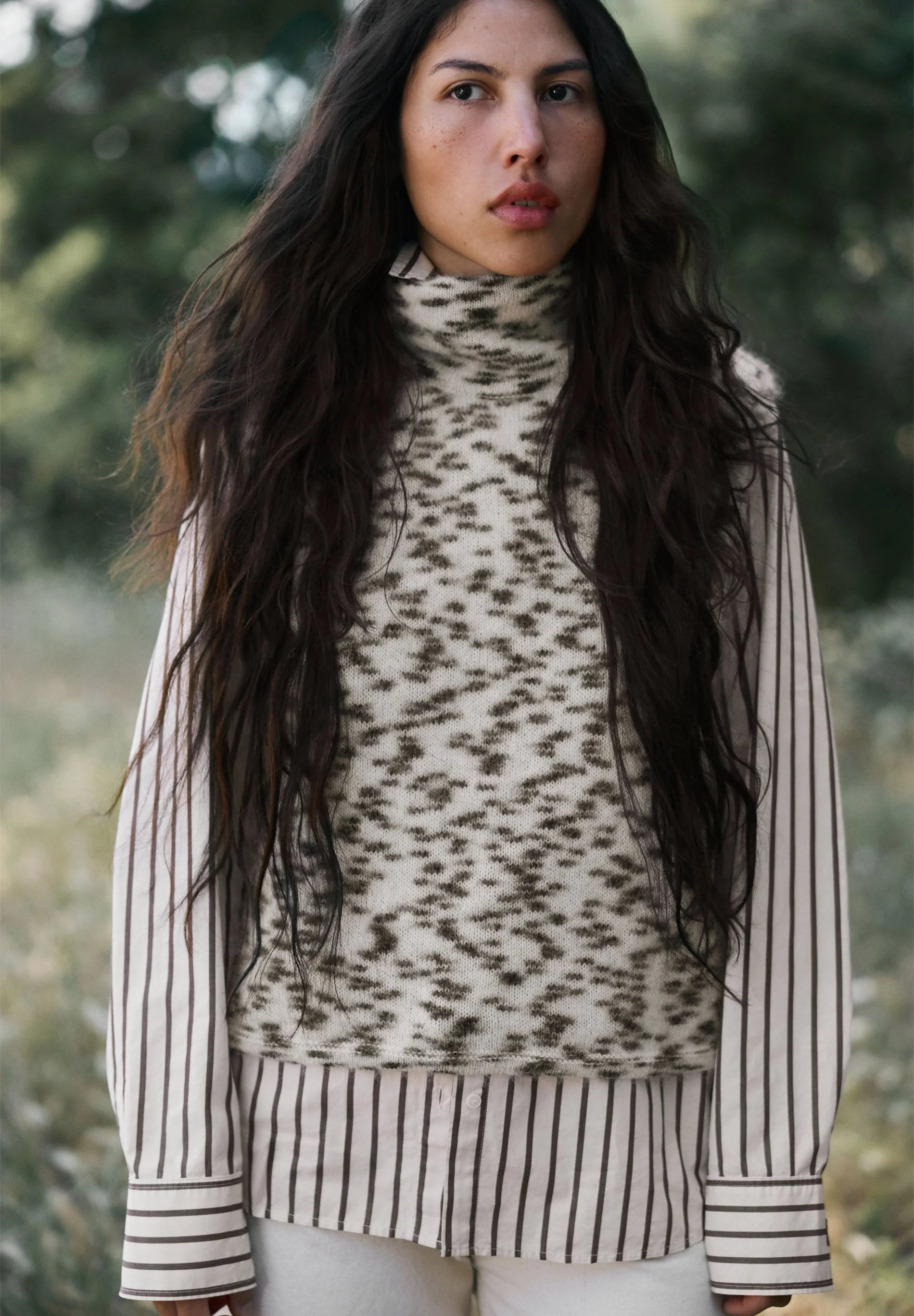 Mohair Blend Dots Knit Vest Oatmilk Black | ARMEDANGELS