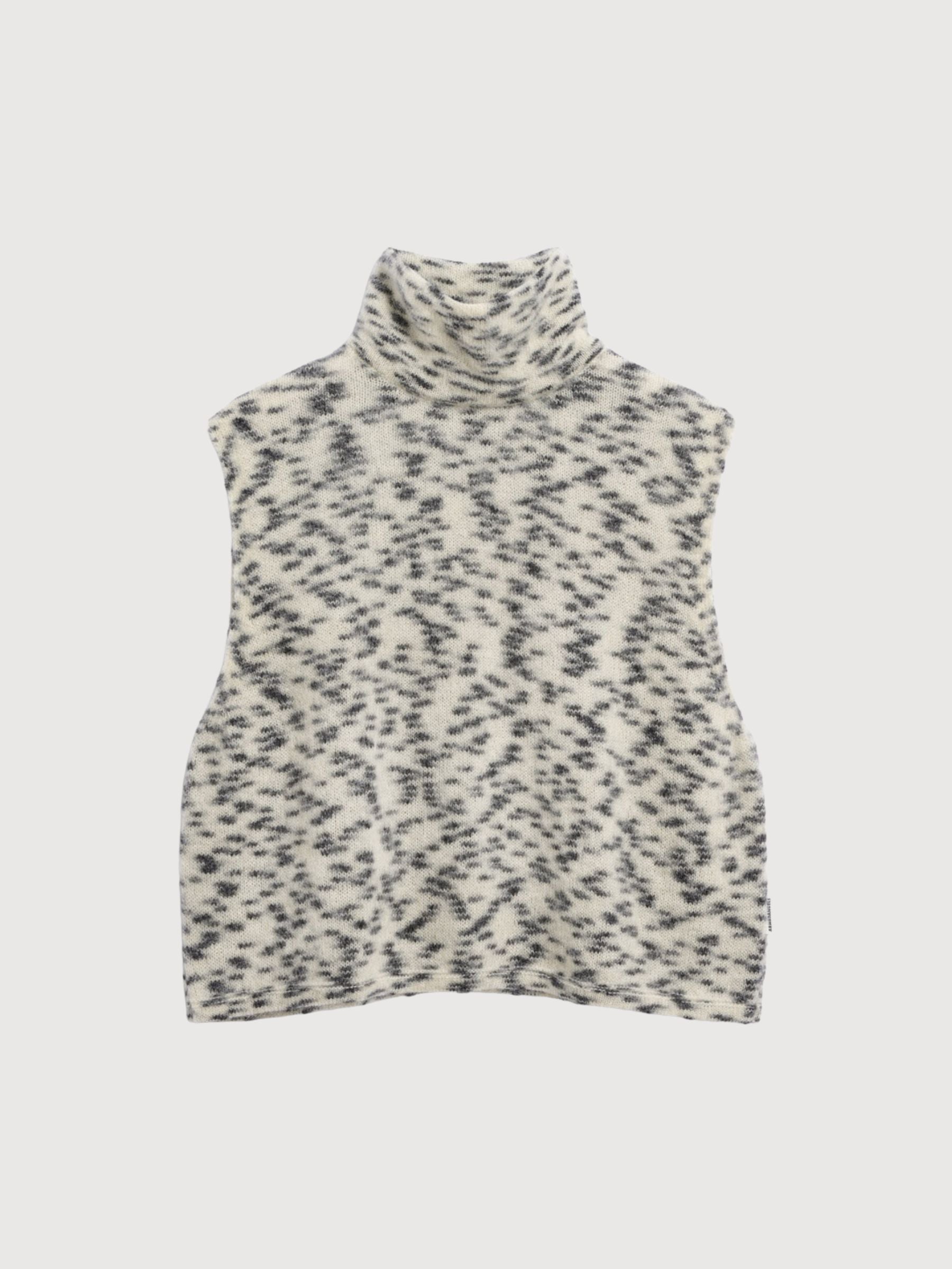 Mohair Blend Dots Knit Vest Oatmilk Black | ARMEDANGELS
