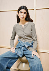 Rib Button Longsleeve Light Sage | ARMEDANGELS